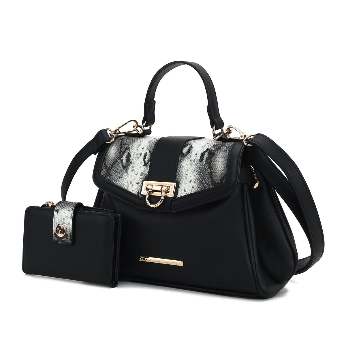 MKF Collection Geny Faux Snake Embossed Women Shoulder bag with matching Wallet by Mia K