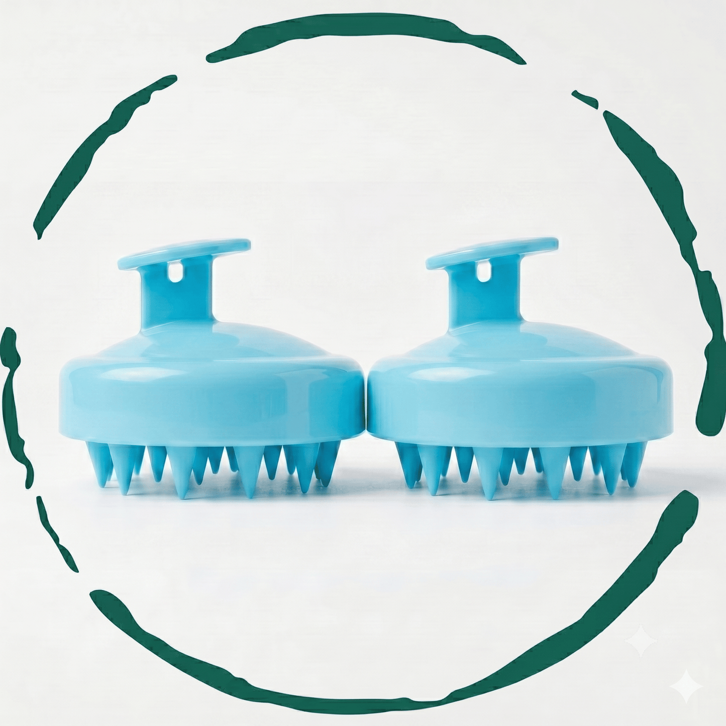 2-Pack Premium Scalp Massager Shampoo Brush - Soft Silicone Scalp Scrubber for Hair Growth & Dandruff Removal - Ergonomic Deep Cleaning Hair Scrubber for All Hair Types, Men, Women & Pets - Cyan