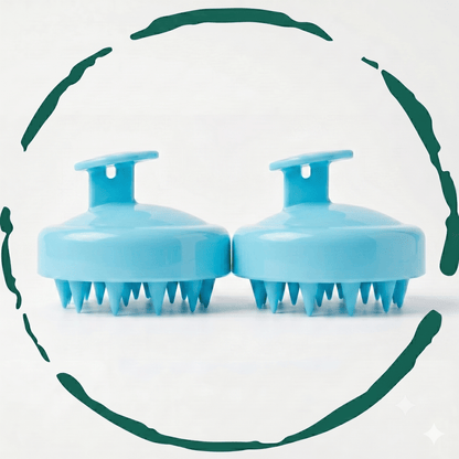 2-Pack Premium Scalp Massager Shampoo Brush - Soft Silicone Scalp Scrubber for Hair Growth & Dandruff Removal - Ergonomic Deep Cleaning Hair Scrubber for All Hair Types, Men, Women & Pets - Cyan
