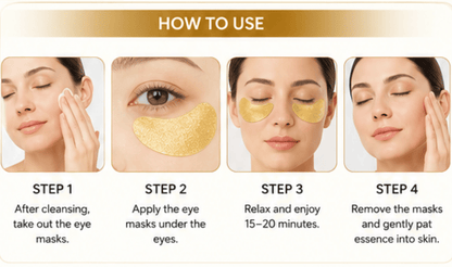 24K Gold Collagen Eye Masks, 60PCS Under Eye Patches with Hyaluronic Acid, for Dark Circles & Puffiness