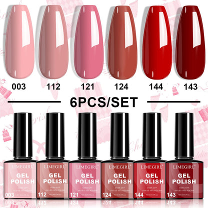 LIMEGIRL 6pcs Gel Polish Set 6 Vibrant Colors UV Gel NailPolish Red Blue Green Hema TMPTA TPO 3-free AllSeasons NailGel for Christmas Gift Women Girls