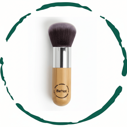 Premium Kabuki Blush Brush - High-Density Soft Synthetic Makeup Brush with Eco-Friendly Bamboo Handle for Flawless Powder & Contour Blending