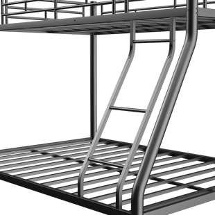 Twin Over Full Metal Bunk Bed, Heavy Duty Metal Bunk Bed Frame, Bunk Bed Twin Over Full with Ladder & Full-Length Guardrail for Teens Adults, Noise Free