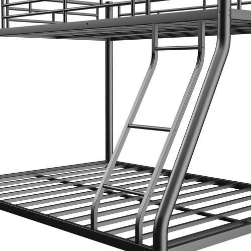 Twin Over Full Metal Bunk Bed, Heavy Duty Metal Bunk Bed Frame, Bunk Bed Twin Over Full with Ladder & Full-Length Guardrail for Teens Adults, Noise Free