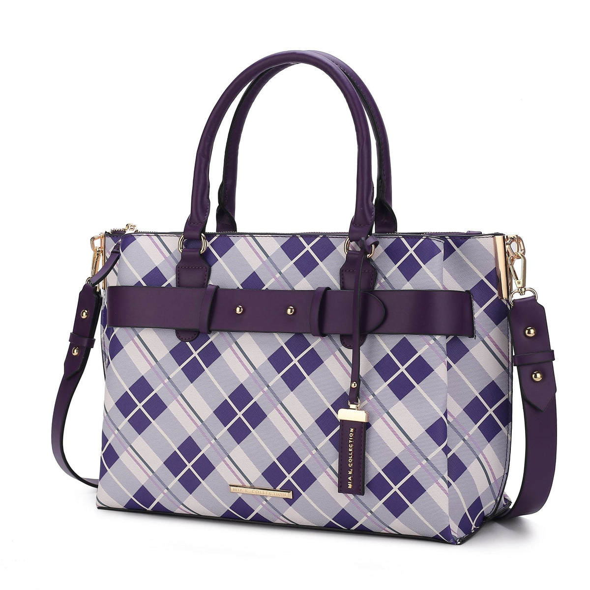 MKF Collection Coleen Vegan Leather Women Plaid Satchel Bag by Mia k