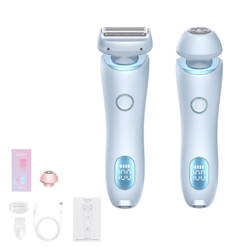 Dusk Collection Razor, Razors for Teens Girls Beginners, Smooth Shave Pro, Electrics Razors for Woman, Electric Shavers for Women, 2 in 1 Wet & Dry Electric Waterproof Razor, Removable Head (Blue) - 7DAY'S