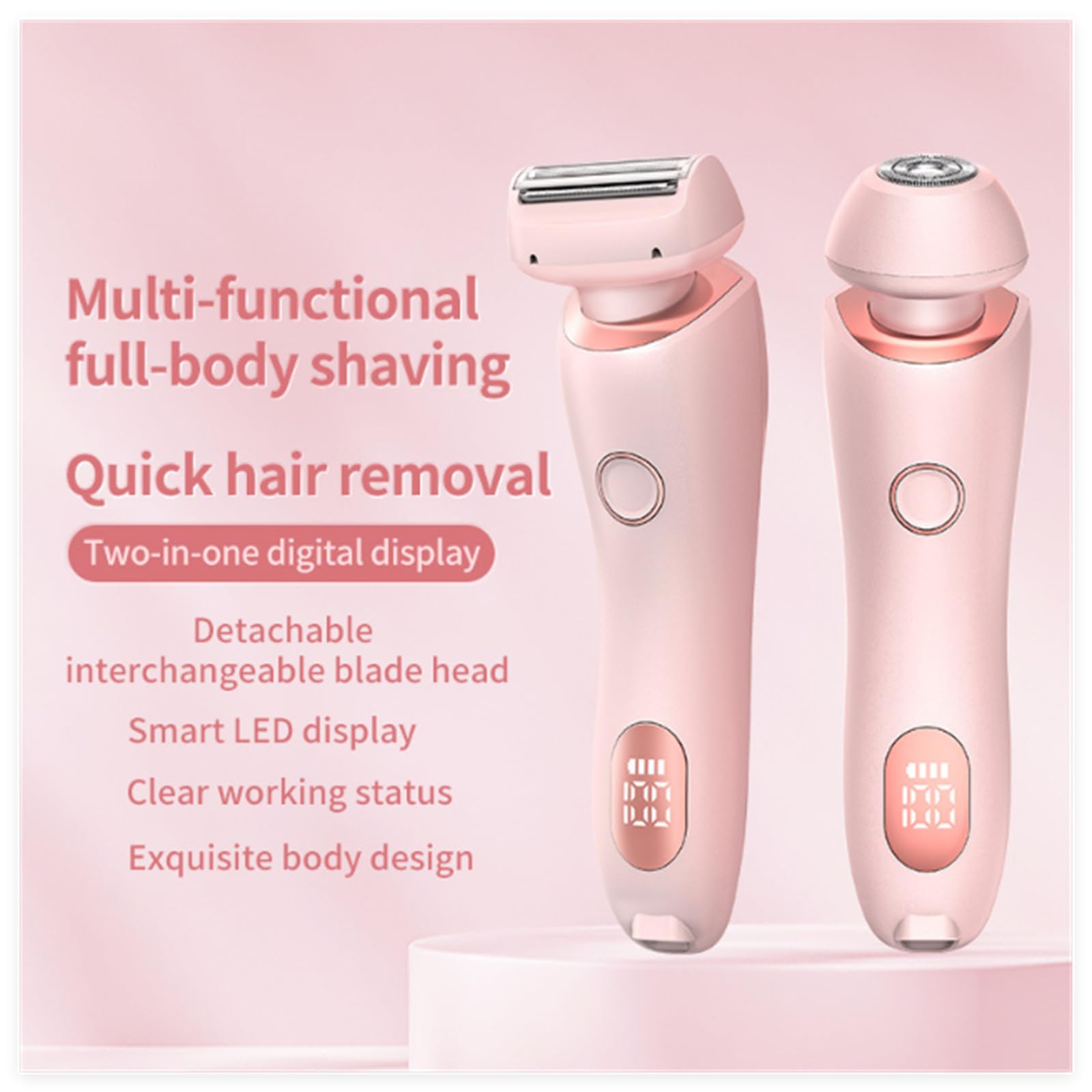 Dusk Collection Razor, Razors for Teens Girls Beginners, Smooth Shave Pro, Electrics Razors for Woman, Electric Shavers for Women, 2 in 1 Wet & Dry Electric Waterproof Razor, Removable Head (Blue) - 7DAY'S