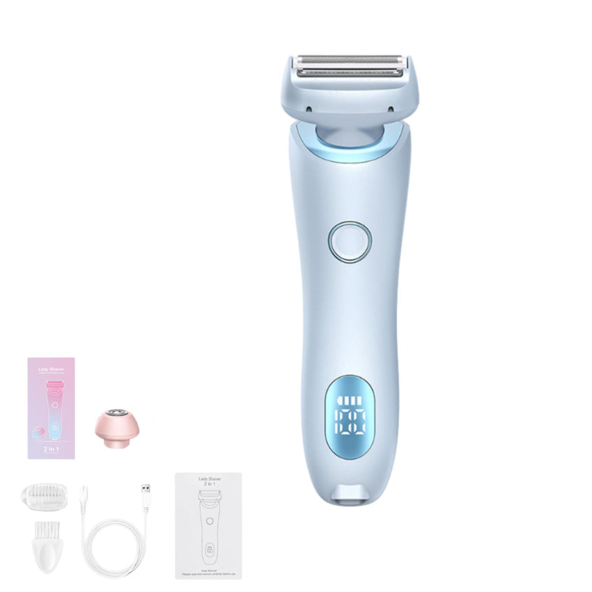Dusk Collection Razor, Razors for Teens Girls Beginners, Smooth Shave Pro, Electrics Razors for Woman, Electric Shavers for Women, 2 in 1 Wet & Dry Electric Waterproof Razor, Removable Head (Blue) - 7DAY'S