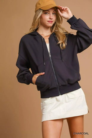 Umgee Zip-Up Fleece Hooded Jacket
