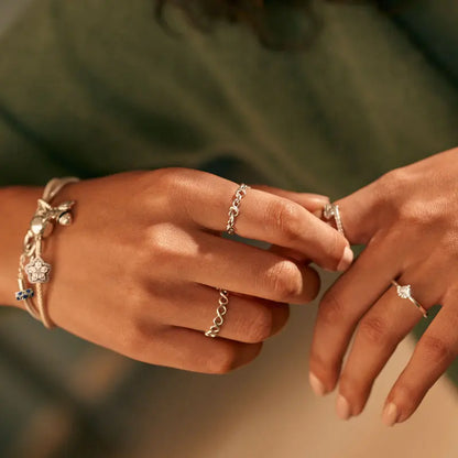 Silver Plated Women Luxury Stackable Ring Real Infinite Flower Daisy Fine Jewelry Rings For Engagement Weddling Party