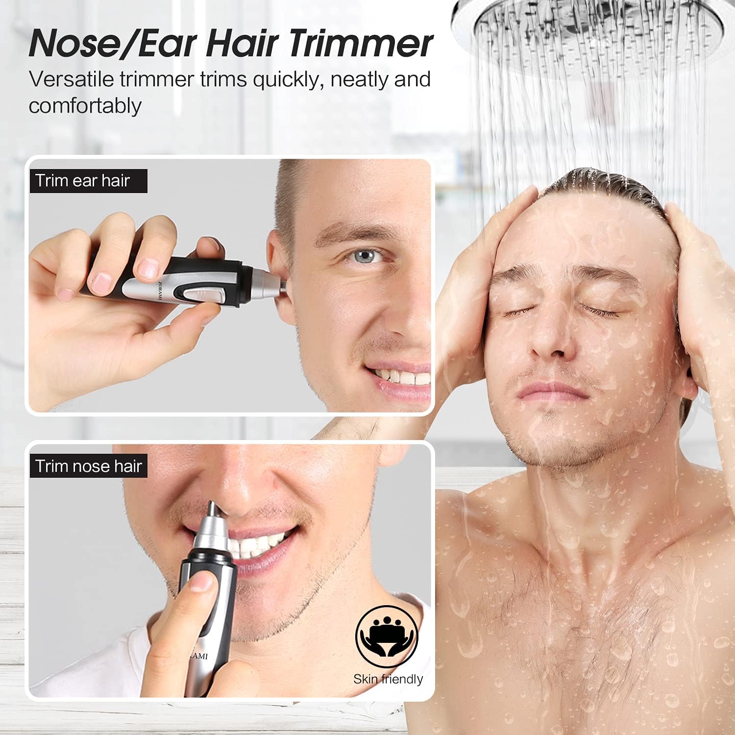 Ear and Nose Hair Trimmer Clipper - 2025 Professional Painless Eyebrow & Facial Hair Trimmer for Men Women, Battery - Operated Trimmer with IPX7 Waterproof, Dual Edge Blades for Easy Cleansing Black - 7DAY'S