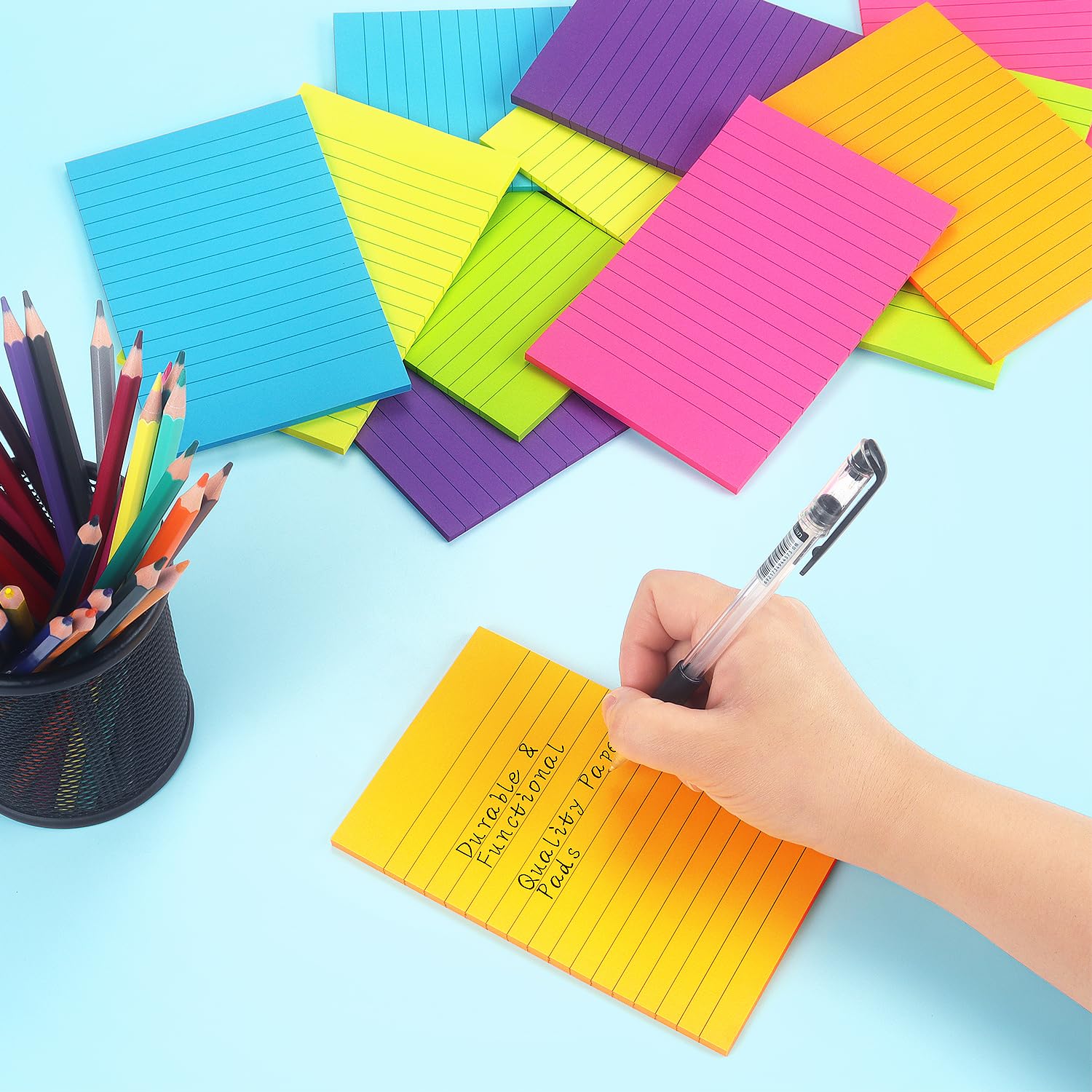 Early Buy 6 Pads Lined Sticky Notes with Lines 4x6 Self - Stick Notes Bright Color Sticky Notes, 45 Sheets/Pad (Yellow) - 7DAY'S