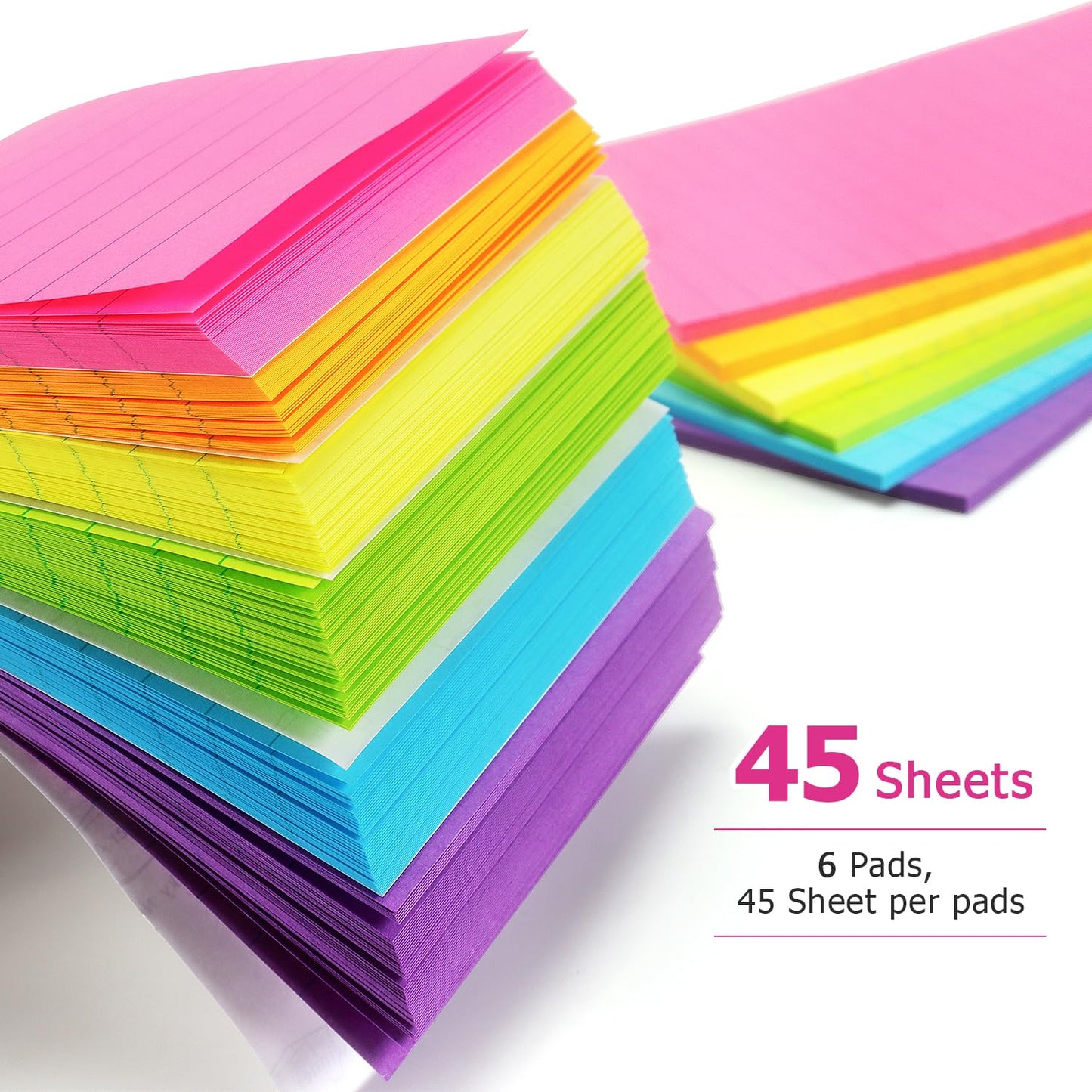 Early Buy 6 Pads Lined Sticky Notes with Lines 4x6 Self - Stick Notes Bright Color Sticky Notes, 45 Sheets/Pad (Yellow) - 7DAY'S