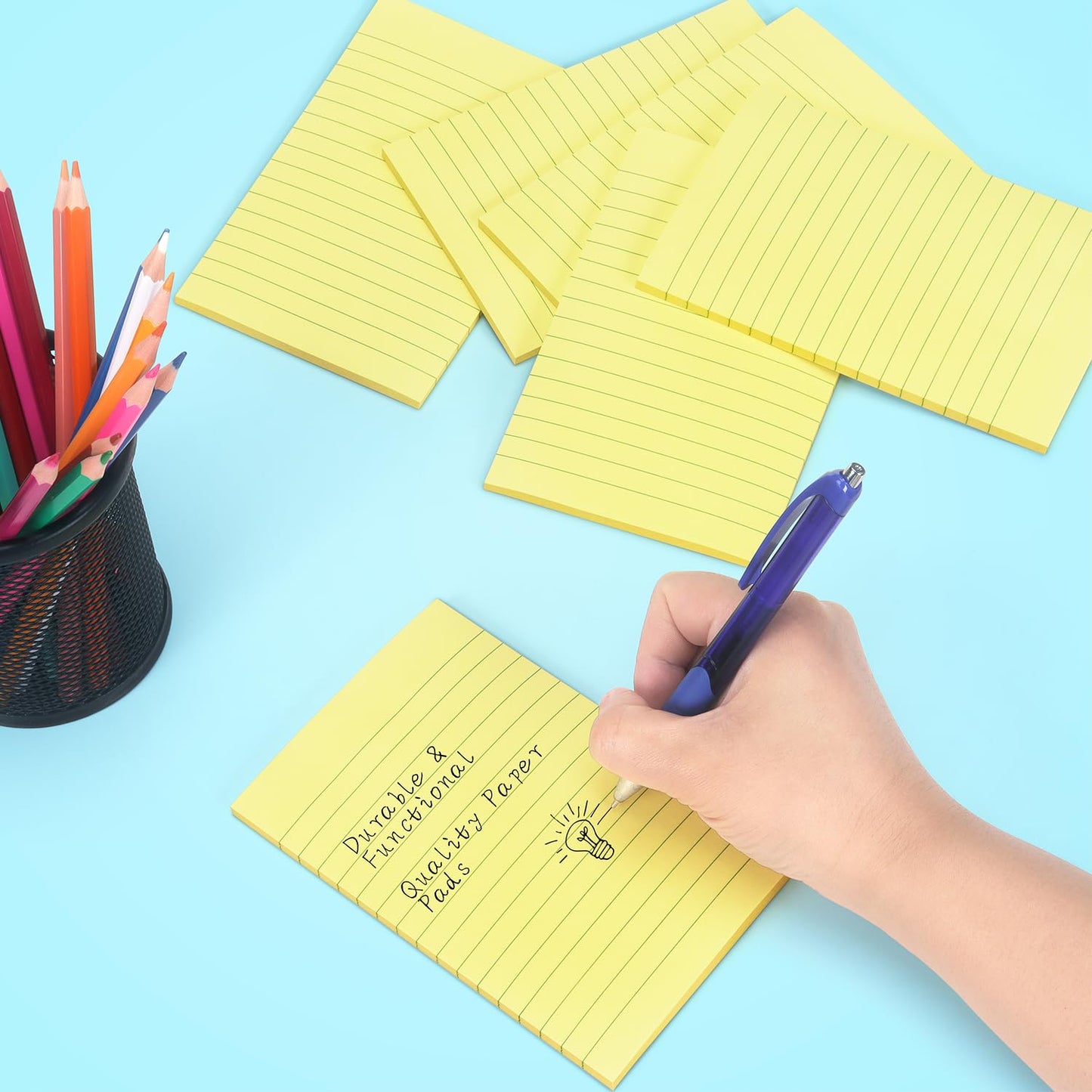 Early Buy 6 Pads Lined Sticky Notes with Lines 4x6 Self - Stick Notes Bright Color Sticky Notes, 45 Sheets/Pad (Yellow) - 7DAY'S