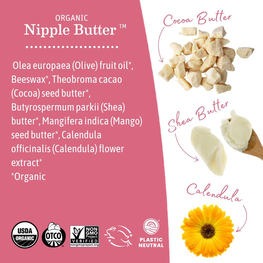 Earth Mama Organic Nipple Butter™ | Nipple Cream Safe for Breastfeeding | Postpartum Essentials for Nursing | Non Lanolin Nipple Cream, 2 - Fluid Ounce - 7DAY'S