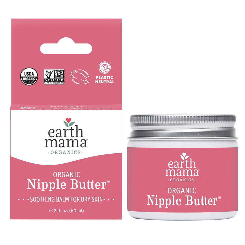 Earth Mama Organic Nipple Butter™ | Nipple Cream Safe for Breastfeeding | Postpartum Essentials for Nursing | Non Lanolin Nipple Cream, 2 - Fluid Ounce - 7DAY'S