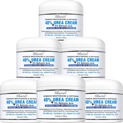 Ebanel Urea Cream 40% plus Salicylic Acid 2%, Foot Cream for Dry Cracked Heels Feet Knees Elbows Hands, Foot Dead Skin Cuticle Callus Remover Toenail Softener, Keratolytic Skin Barrier Repair - 7DAY'S