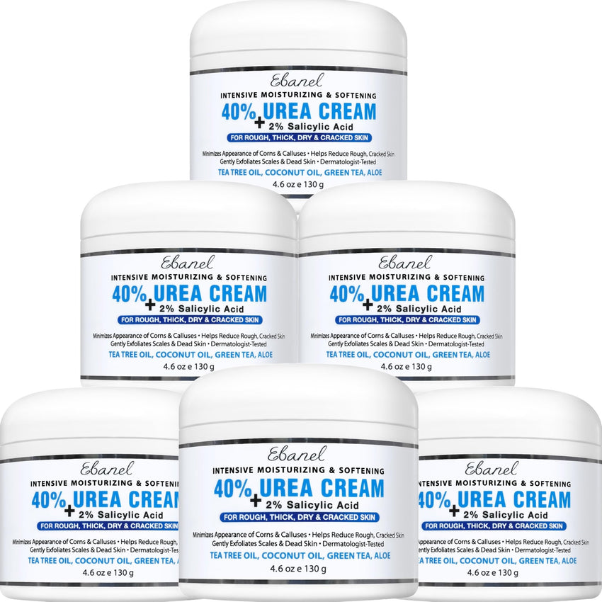 Ebanel Urea Cream 40% plus Salicylic Acid 2%, Foot Cream for Dry Cracked Heels Feet Knees Elbows Hands, Foot Dead Skin Cuticle Callus Remover Toenail Softener, Keratolytic Skin Barrier Repair - 7DAY'S