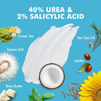 Ebanel Urea Cream 40% plus Salicylic Acid 2%, Foot Cream for Dry Cracked Heels Feet Knees Elbows Hands, Foot Dead Skin Cuticle Callus Remover Toenail Softener, Keratolytic Skin Barrier Repair - 7DAY'S