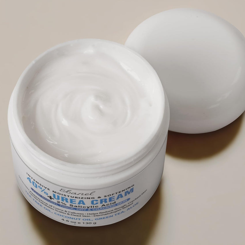 Ebanel Urea Cream 40% plus Salicylic Acid 2%, Foot Cream for Dry Cracked Heels Feet Knees Elbows Hands, Foot Dead Skin Cuticle Callus Remover Toenail Softener, Keratolytic Skin Barrier Repair - 7DAY'S