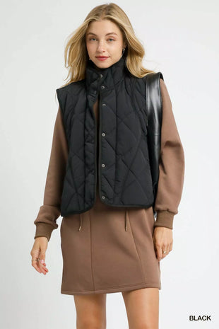 Umgee Quilted Snap-Front Puffer Vest