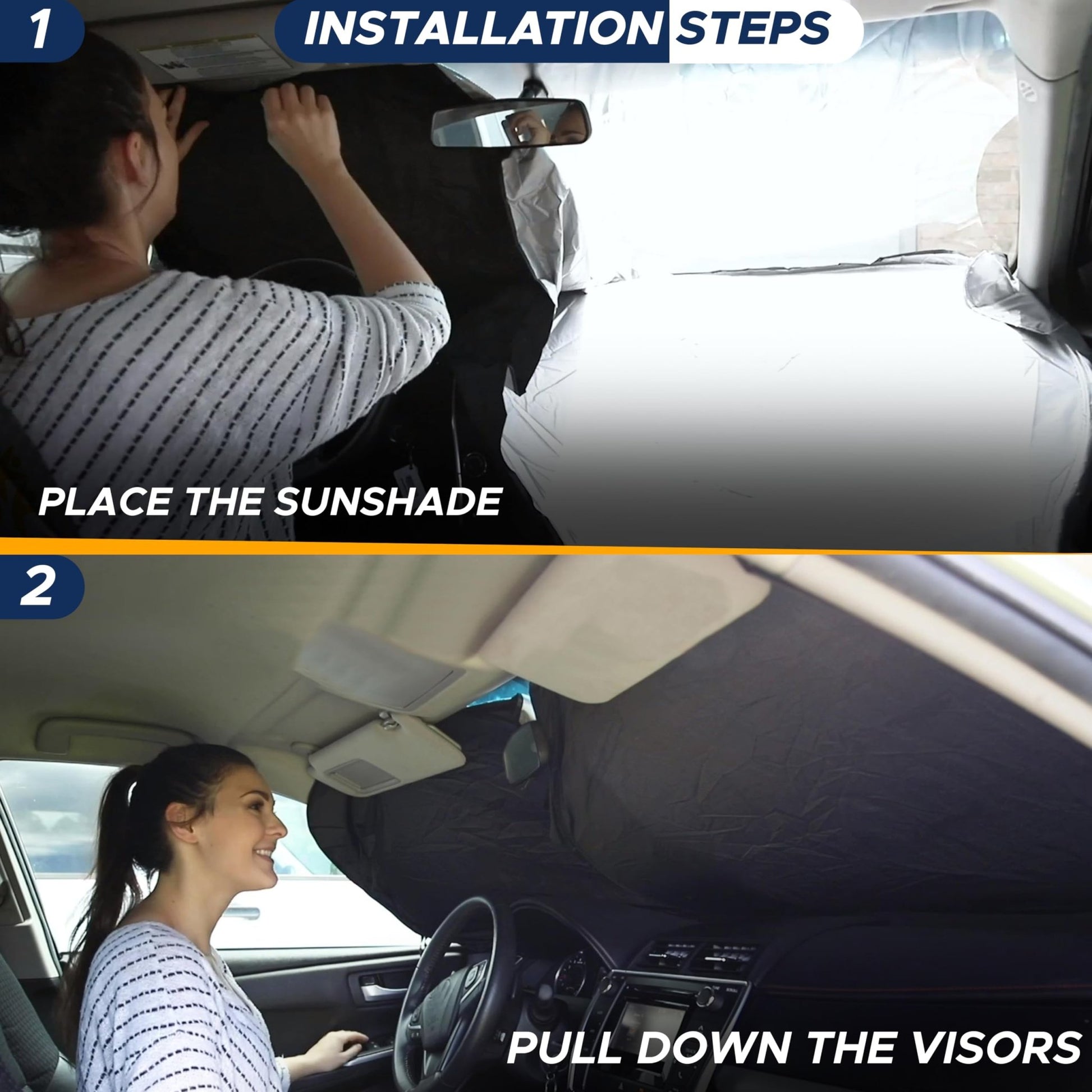 EcoNour Patented Design for Car Windshield Sun Shade | Blocks 99% Heat and Keep Interior Cool | Fits Cars, SUV, Truck | Automotive Sun Screen,Visor and Summer Vehicle Accessories | Medium (64x32) - 7DAY'S