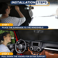 EcoNour Patented Design for Car Windshield Sun Shade | Blocks 99% Heat and Keep Interior Cool | Fits Cars, SUV, Truck | Automotive Sun Screen,Visor and Summer Vehicle Accessories | Medium (64x32) - 7DAY'S