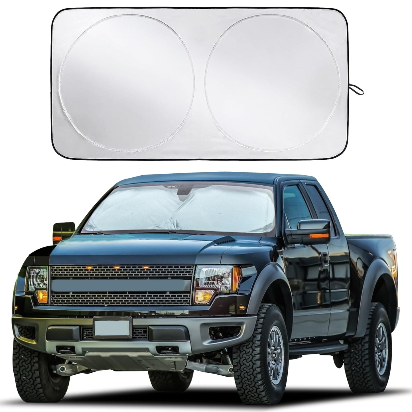 EcoNour Patented Design for Car Windshield Sun Shade | Blocks 99% Heat and Keep Interior Cool | Fits Cars, SUV, Truck | Automotive Sun Screen,Visor and Summer Vehicle Accessories | Medium (64x32) - 7DAY'S
