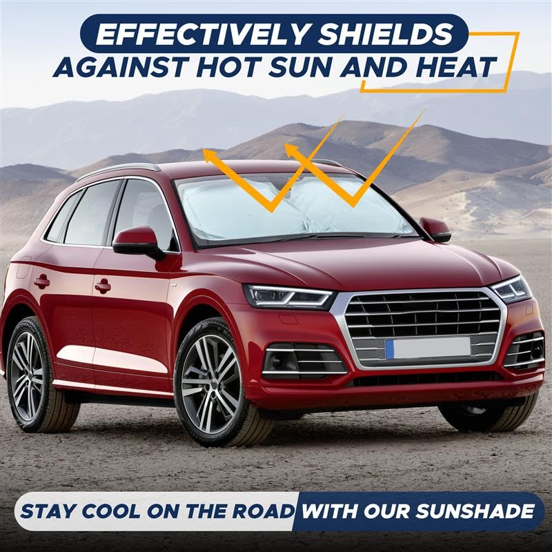 EcoNour Patented Design for Car Windshield Sun Shade | Blocks 99% Heat and Keep Interior Cool | Fits Cars, SUV, Truck | Automotive Sun Screen,Visor and Summer Vehicle Accessories | Medium (64x32) - 7DAY'S