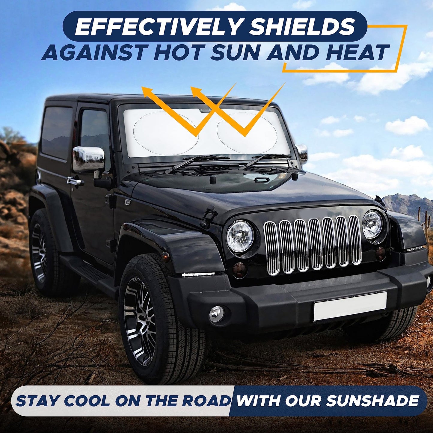 EcoNour Patented Design for Car Windshield Sun Shade | Blocks 99% Heat and Keep Interior Cool | Fits Cars, SUV, Truck | Automotive Sun Screen,Visor and Summer Vehicle Accessories | Medium (64x32) - 7DAY'S