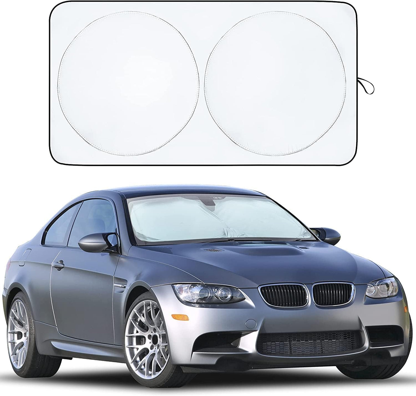 EcoNour Patented Design for Car Windshield Sun Shade | Blocks 99% Heat and Keep Interior Cool | Fits Cars, SUV, Truck | Automotive Sun Screen,Visor and Summer Vehicle Accessories | Medium (64x32) - 7DAY'S