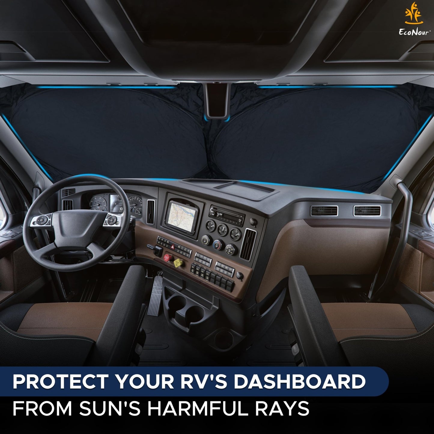 EcoNour Patented Design for Car Windshield Sun Shade | Blocks 99% Heat and Keep Interior Cool | Fits Cars, SUV, Truck | Automotive Sun Screen,Visor and Summer Vehicle Accessories | Medium (64x32) - 7DAY'S