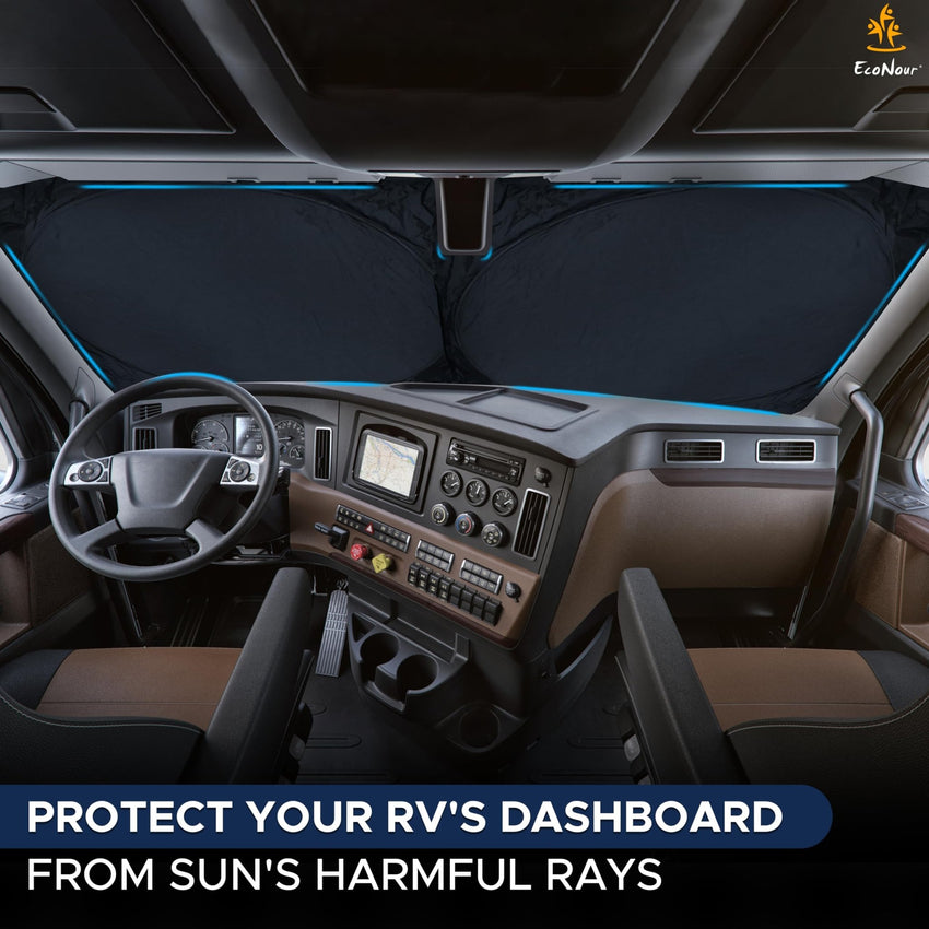 EcoNour Patented Design for Car Windshield Sun Shade | Blocks 99% Heat and Keep Interior Cool | Fits Cars, SUV, Truck | Automotive Sun Screen,Visor and Summer Vehicle Accessories | Medium (64x32) - 7DAY'S