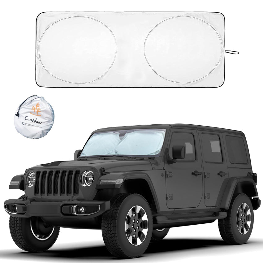 EcoNour Patented Design for Car Windshield Sun Shade | Blocks 99% Heat and Keep Interior Cool | Fits Cars, SUV, Truck | Automotive Sun Screen,Visor and Summer Vehicle Accessories | Medium (64x32) - 7DAY'S