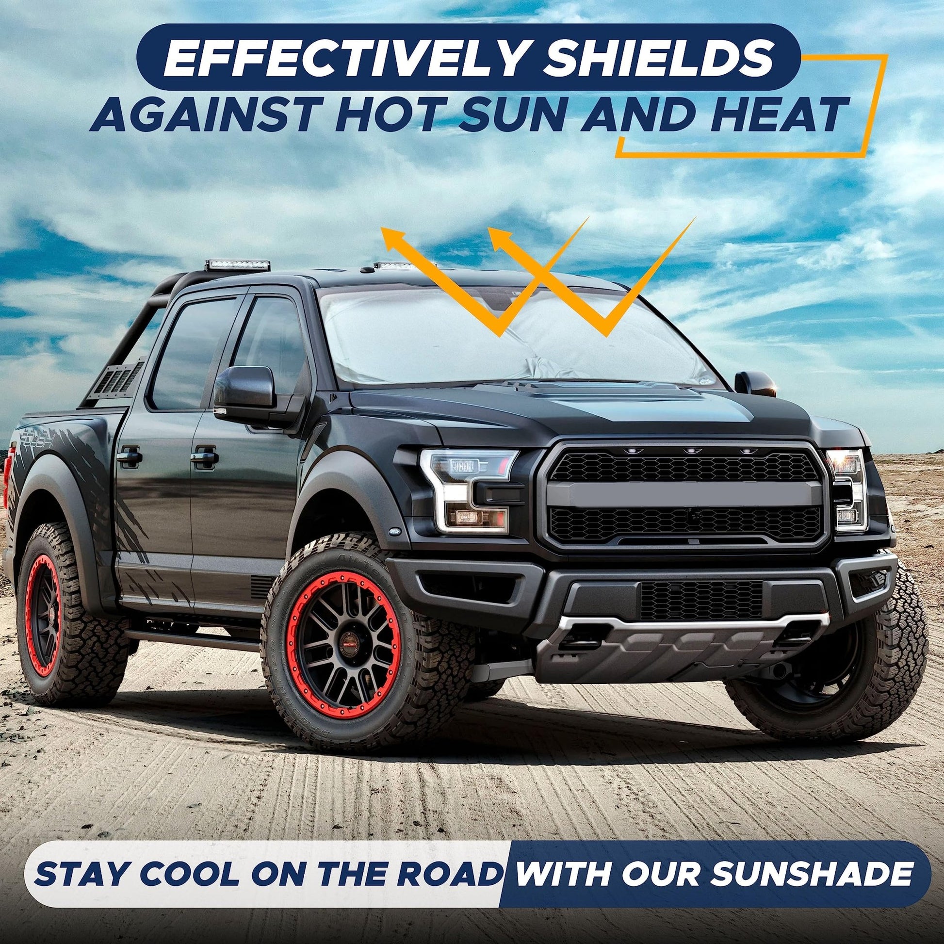 EcoNour Patented Design for Car Windshield Sun Shade | Blocks 99% Heat and Keep Interior Cool | Fits Cars, SUV, Truck | Automotive Sun Screen,Visor and Summer Vehicle Accessories | Medium (64x32) - 7DAY'S