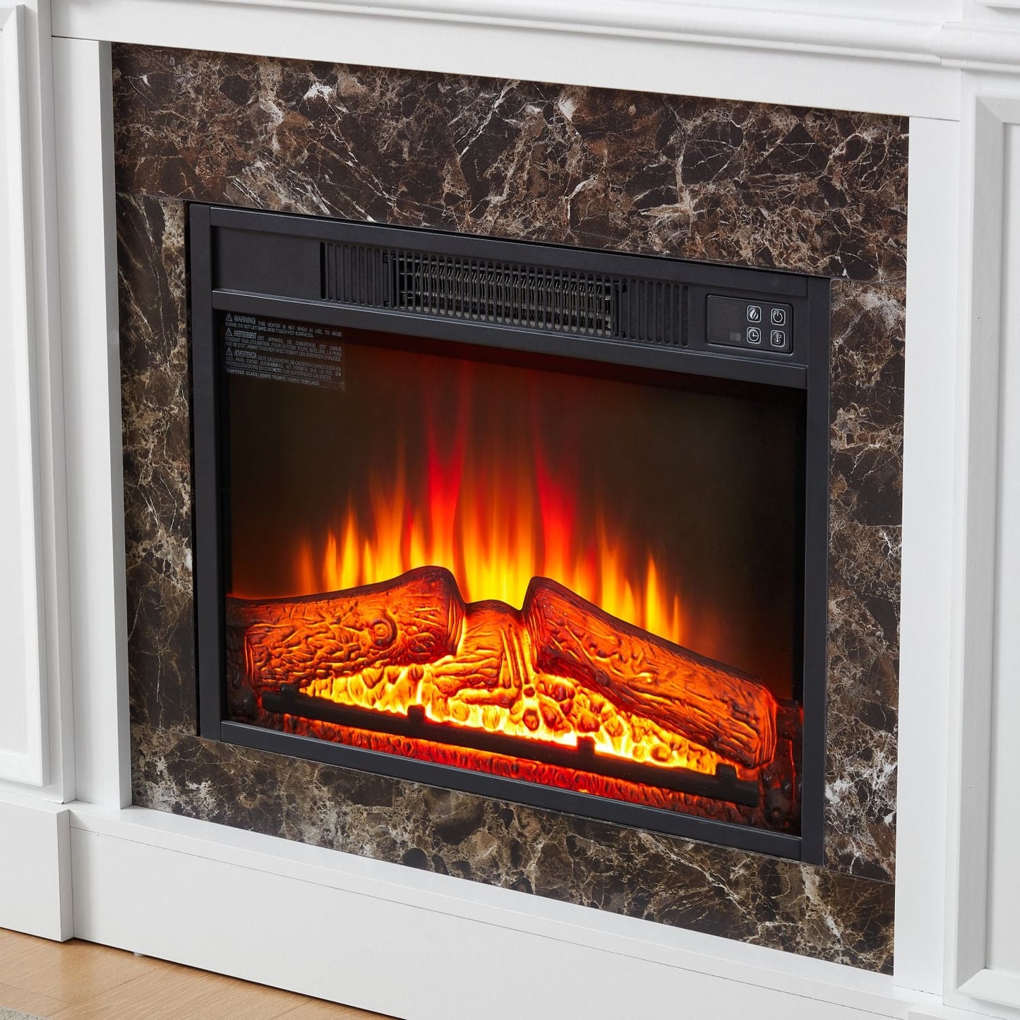 Electric Fireplace with Mantel, Fireplace Mantel, Fireplace Heater Freestanding, Realistic Stacked Stone Surround with Remote Control Timer LED Flame, White, 45.66"W*11.8"D*40"H - 7DAY'S