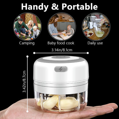 Electric Mini Garlic Chopper, 100ML Food Chopper Garlic Mincer USB, Vegetable Chopper, Onion Chopper, Portable Small Food Processor for Garlic, Ginger, Chili, Vegetables - 7DAY'S