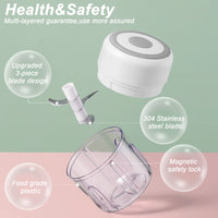 Electric Mini Garlic Chopper, 100ML Food Chopper Garlic Mincer USB, Vegetable Chopper, Onion Chopper, Portable Small Food Processor for Garlic, Ginger, Chili, Vegetables - 7DAY'S
