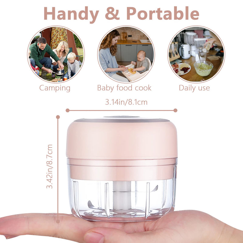Electric Mini Garlic Chopper, 100ML Food Chopper Garlic Mincer USB, Vegetable Chopper, Onion Chopper, Portable Small Food Processor for Garlic, Ginger, Chili, Vegetables - 7DAY'S