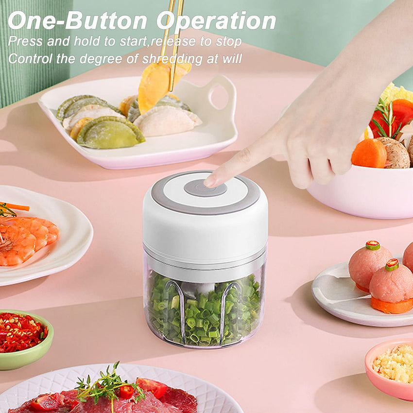 Electric Mini Garlic Chopper, 100ML Food Chopper Garlic Mincer USB, Vegetable Chopper, Onion Chopper, Portable Small Food Processor for Garlic, Ginger, Chili, Vegetables - 7DAY'S