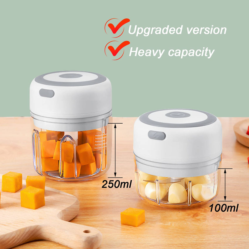 Electric Mini Garlic Chopper, 100ML Food Chopper Garlic Mincer USB, Vegetable Chopper, Onion Chopper, Portable Small Food Processor for Garlic, Ginger, Chili, Vegetables - 7DAY'S