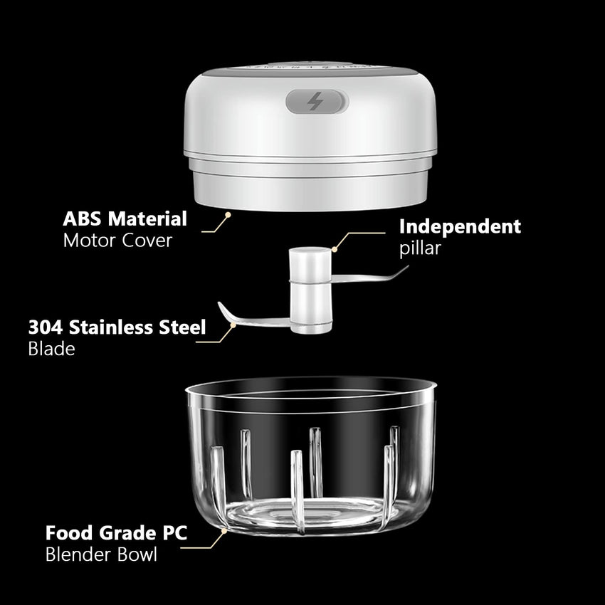 Electric Mini Garlic Chopper, 100ML Food Chopper Garlic Mincer USB, Vegetable Chopper, Onion Chopper, Portable Small Food Processor for Garlic, Ginger, Chili, Vegetables - 7DAY'S