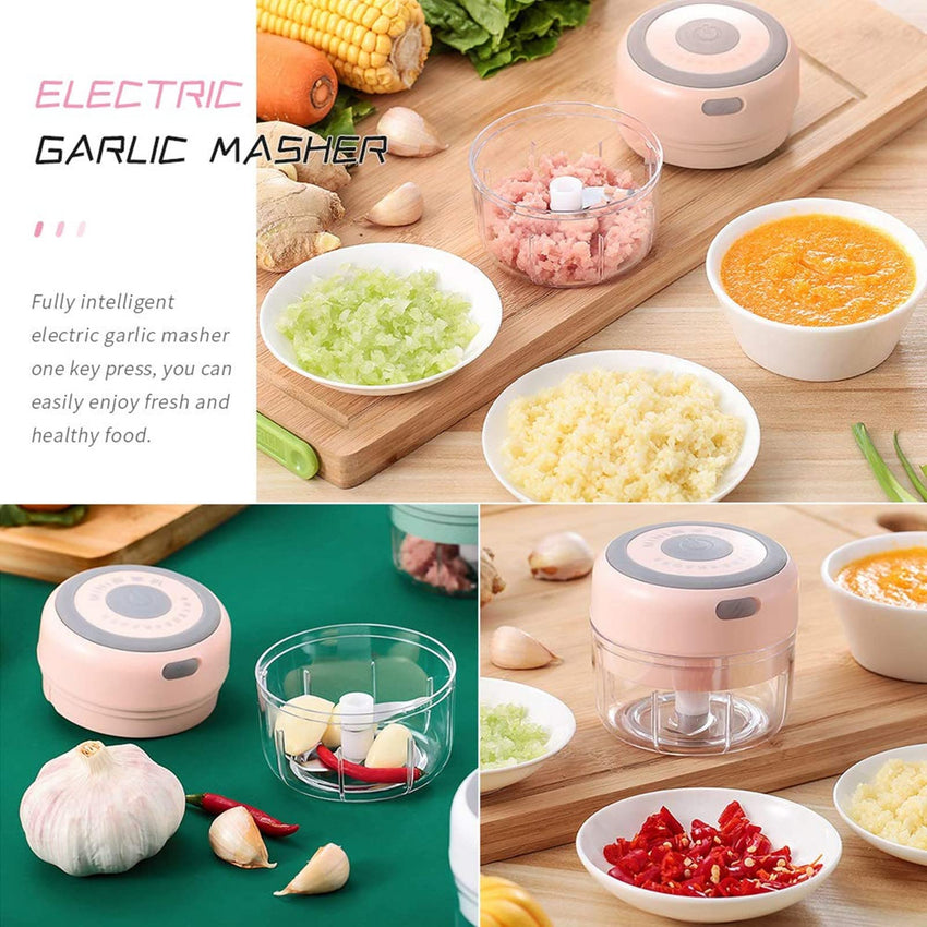 Electric Mini Garlic Chopper, 100ML Food Chopper Garlic Mincer USB, Vegetable Chopper, Onion Chopper, Portable Small Food Processor for Garlic, Ginger, Chili, Vegetables - 7DAY'S