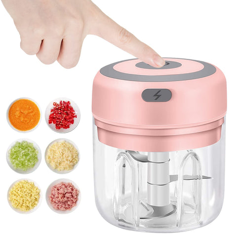 Electric Mini Garlic Chopper, 100ML Food Chopper Garlic Mincer USB, Vegetable Chopper, Onion Chopper, Portable Small Food Processor for Garlic, Ginger, Chili, Vegetables - 7DAY'S