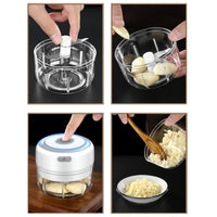 Electric Mini Garlic Chopper, 100ML Food Chopper Garlic Mincer USB, Vegetable Chopper, Onion Chopper, Portable Small Food Processor for Garlic, Ginger, Chili, Vegetables - 7DAY'S