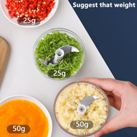 Electric Mini Garlic Chopper, 100ML Food Chopper Garlic Mincer USB, Vegetable Chopper, Onion Chopper, Portable Small Food Processor for Garlic, Ginger, Chili, Vegetables - 7DAY'S