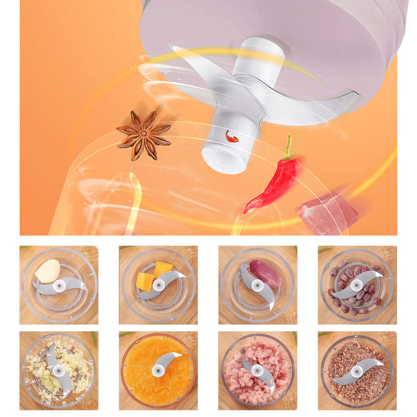 Electric Mini Garlic Chopper, 100ML Food Chopper Garlic Mincer USB, Vegetable Chopper, Onion Chopper, Portable Small Food Processor for Garlic, Ginger, Chili, Vegetables - 7DAY'S