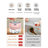 Electric Mini Garlic Chopper, 100ML Food Chopper Garlic Mincer USB, Vegetable Chopper, Onion Chopper, Portable Small Food Processor for Garlic, Ginger, Chili, Vegetables - 7DAY'S