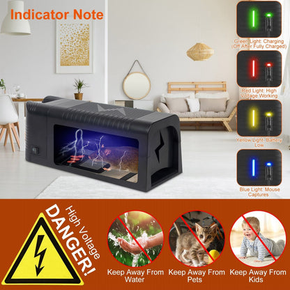 Electric Rat Trap Reusable Mice Trap Rodent Zapper Indoor Pest Control Rechargeable Shock Mice Killer with 1800V High Voltage for Home - 7DAY'S