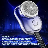 Electric Razor for Men; Mini - Shave Portable Electric Shaver; Pocket Size Portable Shaver - Wet and Dry Mens Razor USB Rechargeable Shaver Charging Easy One - Button Use for Home; Car; Travel (A - Black) - 7DAY'S